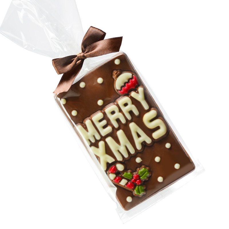 Schokoladentafel mit Merry Christmas-Relief